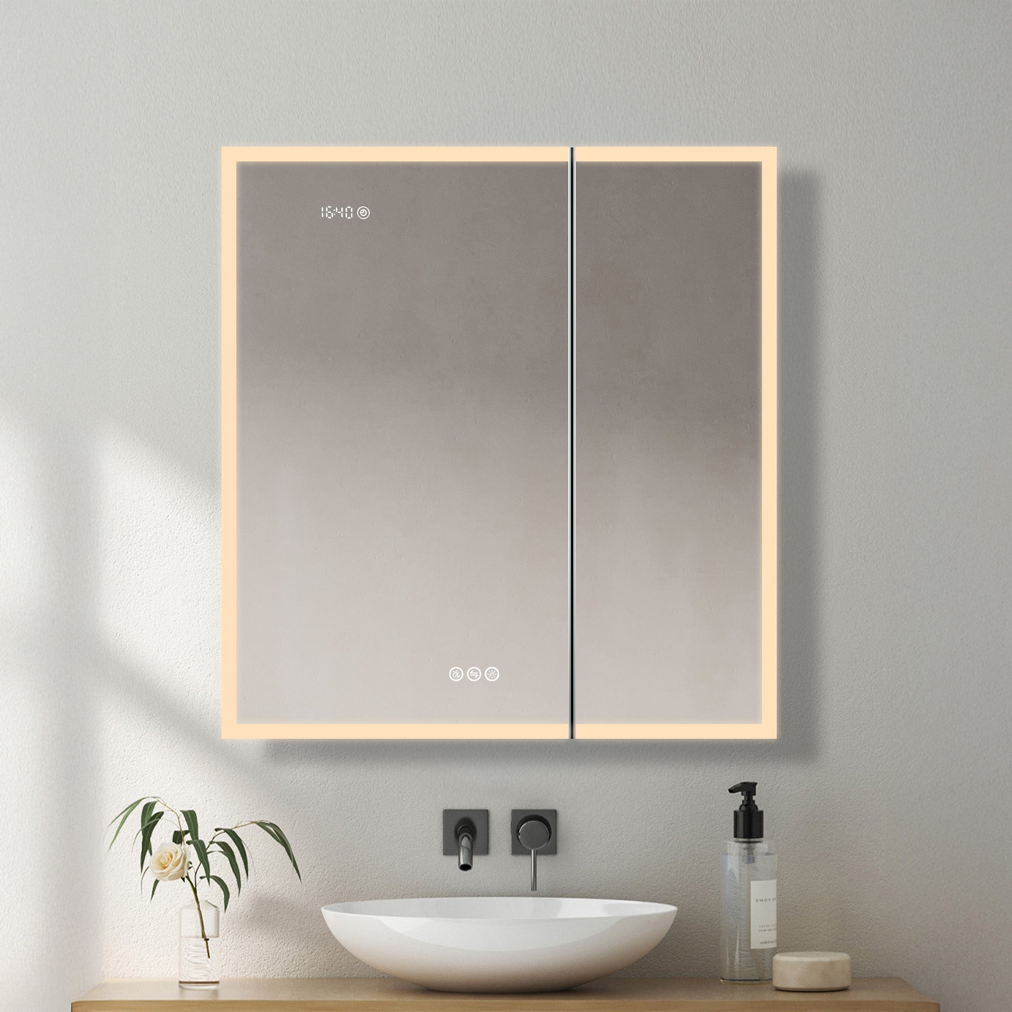 Sirius LED Medicine Cabinet with Clock MCL3 - Image 2