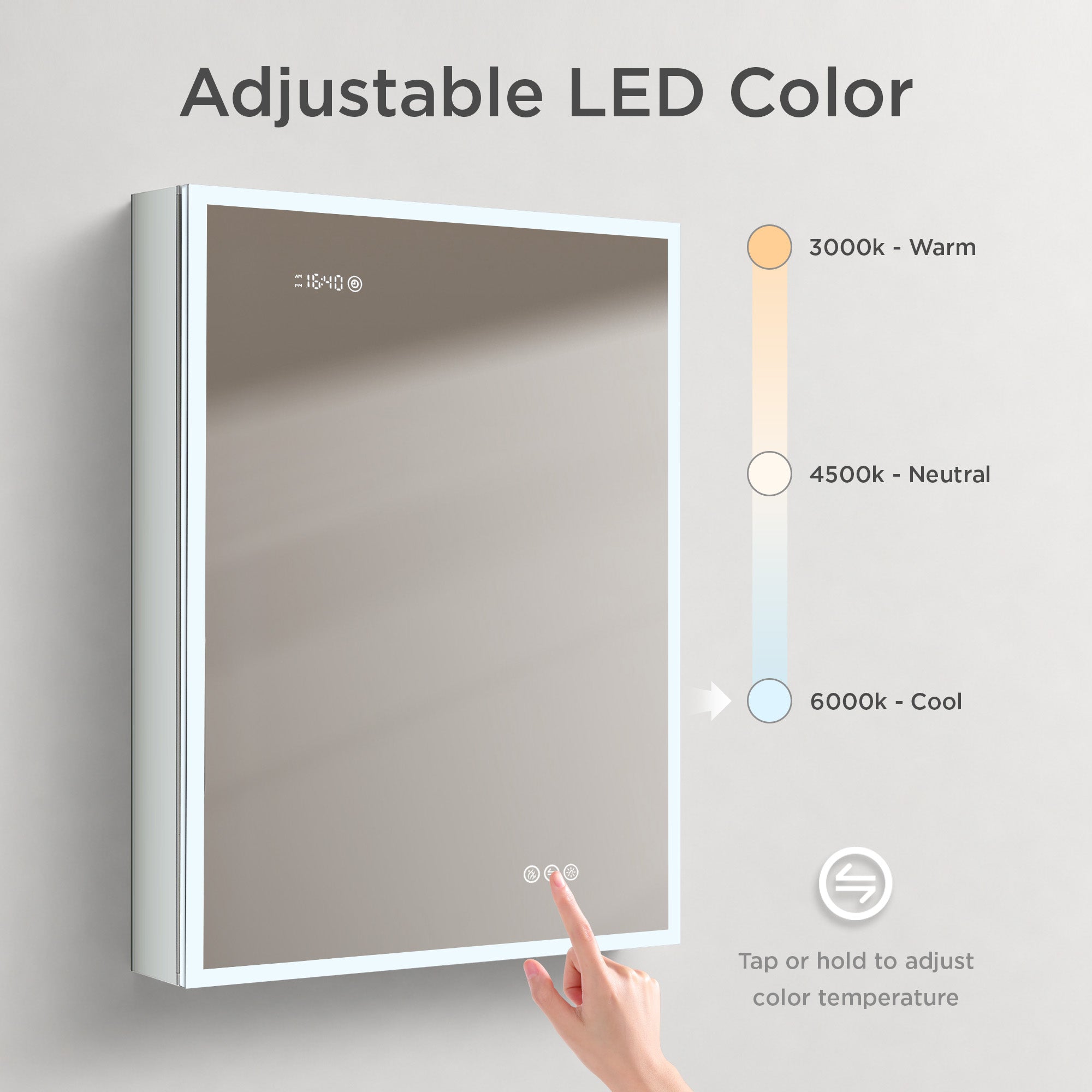 Sirius LED Medicine Cabinet with Clock MCL3 - Image 32