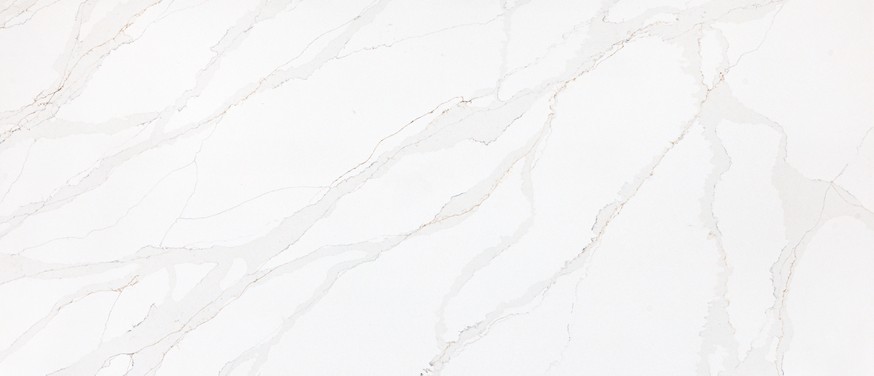 White Aurora quartz countertop — slab view